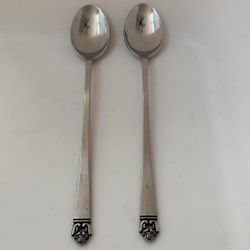2pc Stanley Roberts Danish Rose Iced Tea Spoons 7 7/8” Stainless Japan