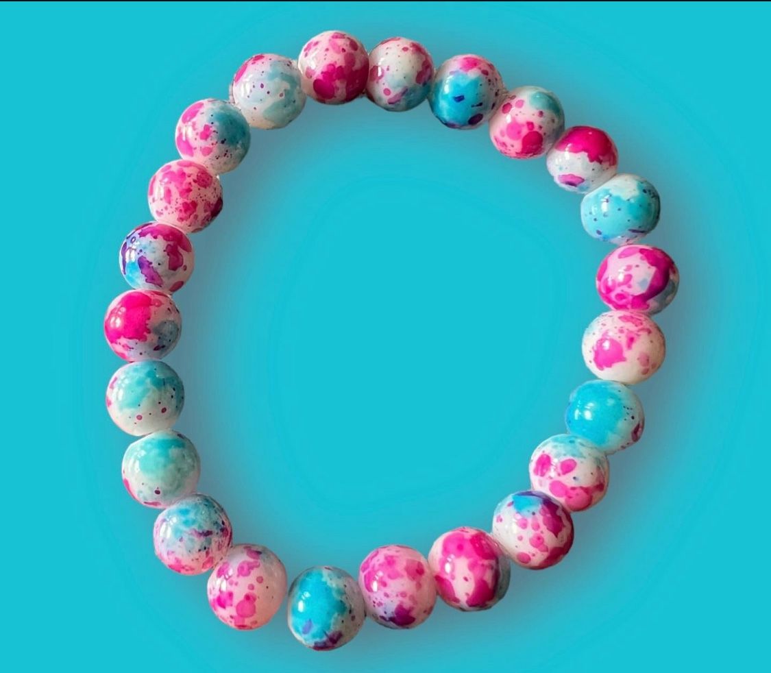 Cotton Candy Handmade Bracelet💙🩷🤍