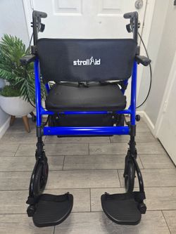 strollAid Heavy Duty Walkers, 2 in 1 Rollator Wheelchair and walker Combo