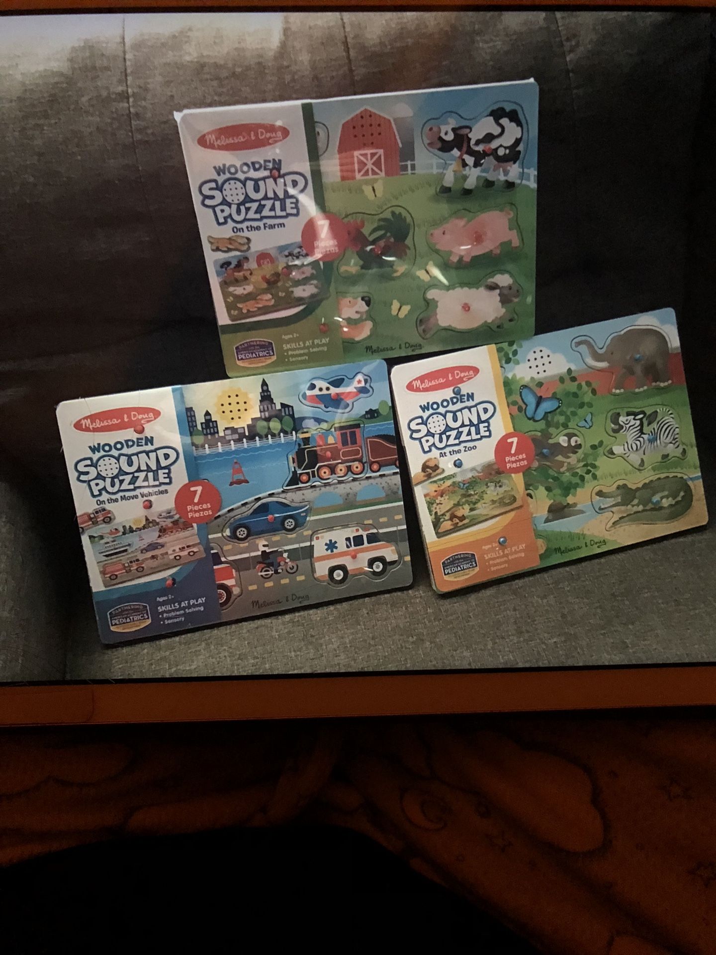 Bundle Of 3 Melissa & Dough Wood Sound Puzzles