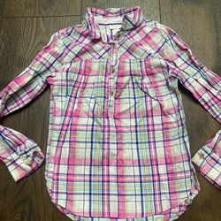 Girls Pink Long Sleeve Plaid Button Shirt Size 10/12 By Cat & Jack #12