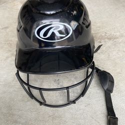 Rawlings Coolflo Youth Baseball/Softball Batting Helmet, with Face Guard and Chin Guard, Model CFTBH-R1, Black