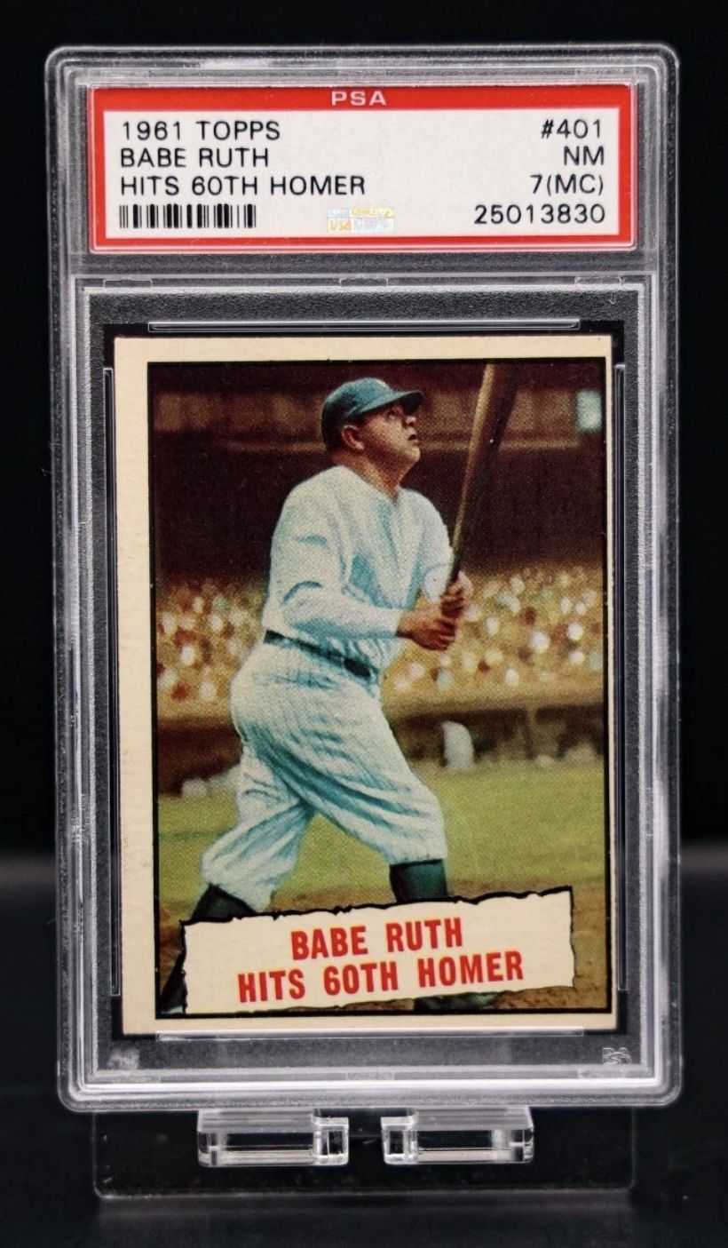 1961 Topps Baseball #401 Babe Ruth Hits 60th Homer PSA 7 (MC) New York Yankees