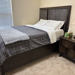Queen Bed + Mattress + Nightstand 
