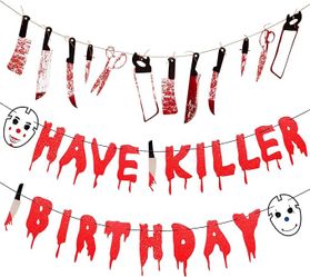 Halloween Decorations Birthday Decorations Halloween Party Decorations Fake Blood Weapons Bloody Garland Banner