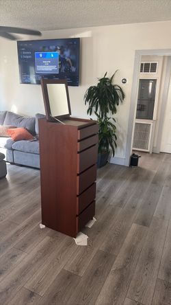 Ikea Wood 6 drawer vanity with mirror