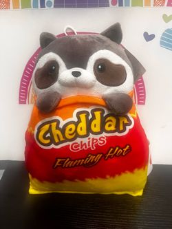CHEDDAR THE RACCON IN A BAG OF FLAMING HOT CHIPS - 11 INCH PLUSH