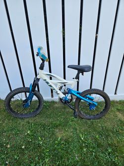 Huffy DS1600 16" Kids Bike – Dual Suspension – White & Blue – Great Condition