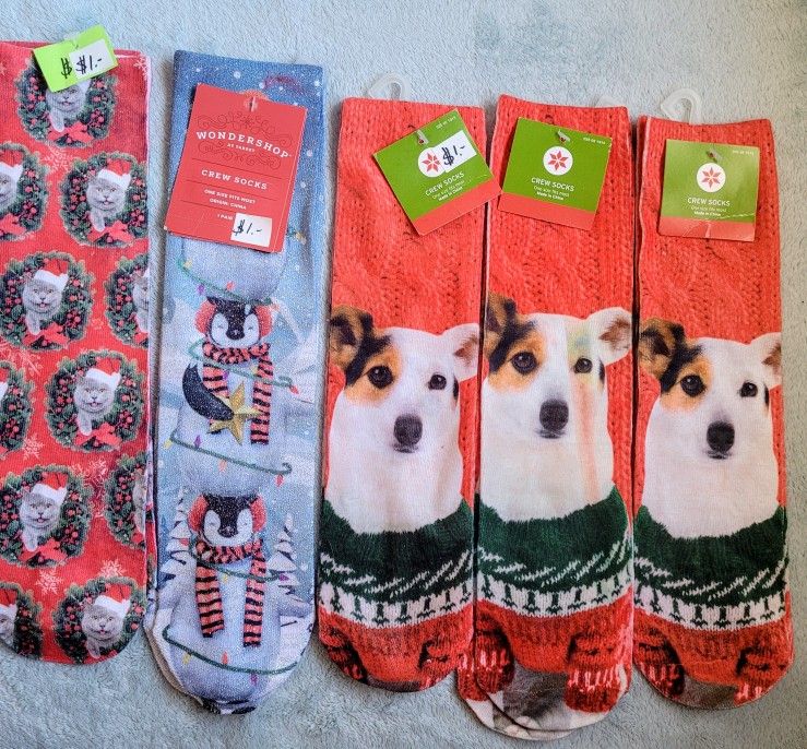 Women's Christmas socks from Target cats, dogs, penguins $1 each New Stocking Stuffers