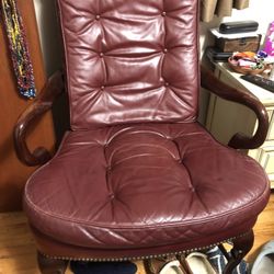 Red/Burgundy Leather straight Back Chair 