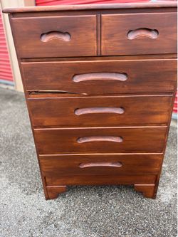 Vintage Wooden Dresser With Secretary Desk
