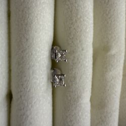Princess Cut Diamond Stud Earrings, Half Carat Total Weight