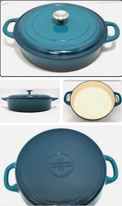 Tramontina Braising Pan 4Qt Round Enameled Cast Iron Teal Green