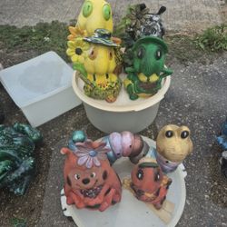 7-Piece Hand-Painted Whimsical Garden Statue Set - Matching LotPrice:$75 (Open to reasonable offers)