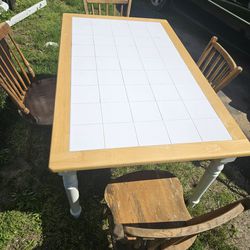 Country Kitchen Table With Wooden Chairs...all natural...got extra chairs to match...table Is In mint condition...got Other Country Wooden Chairs Too