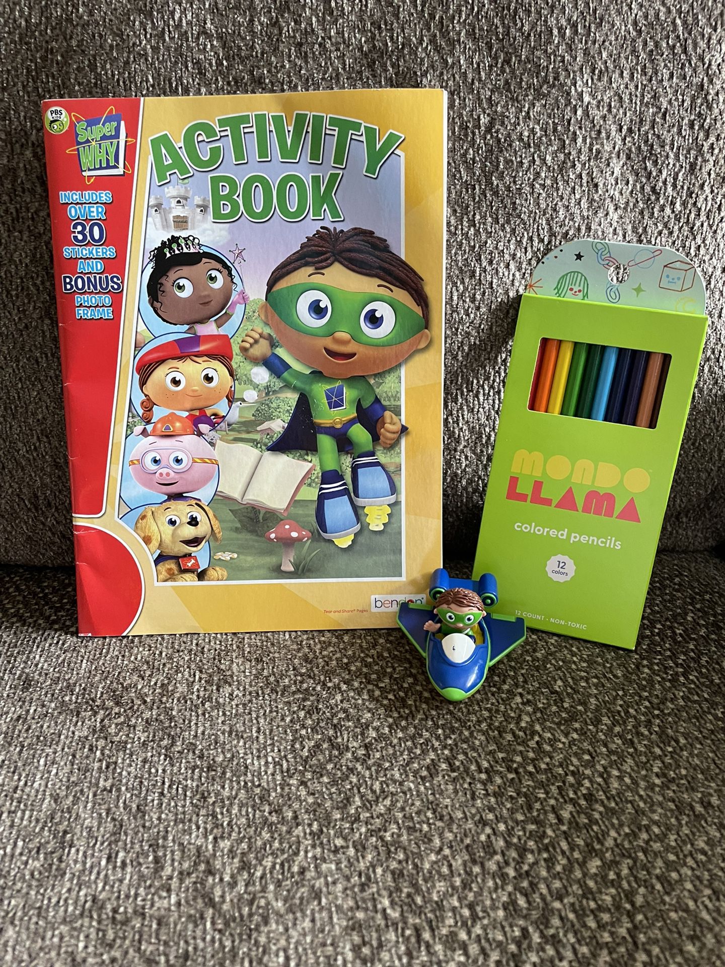 PBS Super Why Activity Book With coloring pencils and toy