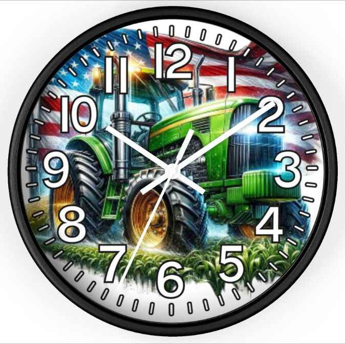 John Deere Tractor Farming  Glow In the Dark Wall Clock New!