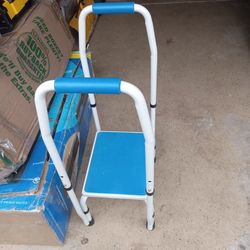 Step2bed Mini Step Stool With Handle For Elderly - Adjustable Height Bed Safety Rail For Seniors With Handicap Grab Bars - Stainless Steel Portable S