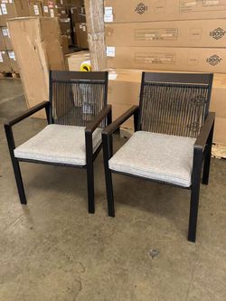 Outdoor Patio Dining Chairs with Cushions – Set of 2
