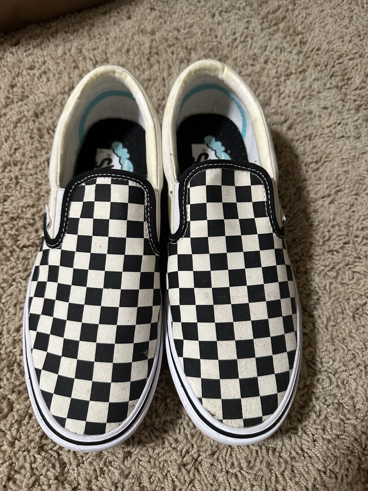 Vans Black and White Checkered Slip-On Shoes (Men’s size 9.5