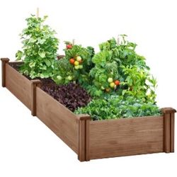 8x2ft Wooden Horticulture Raised Garden Bed Divisible Elevated Planting Planter Box for Flowers/Vegetables in Backyard/Patio Outdoor, Dark Brown, 95 x