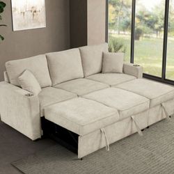 Brand New Beige Sectional Sofa Sleeper 