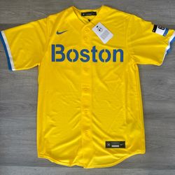 Nike Boston Red Sox #10 MLB Jersey Yellow/Blue/White Men's Size Small