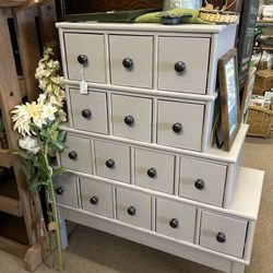 Refinished 15 Drawer Vintage Apothecary Dresser Cabinet