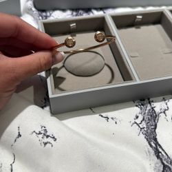 Pandora 14k Rose Gold Plated Medium Open Bangle Size 2
