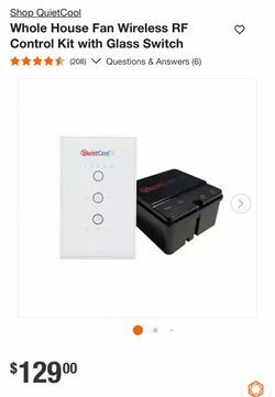 Shop QuietCool Whole House Fan Wireless RF Control Kit with Glass Switch