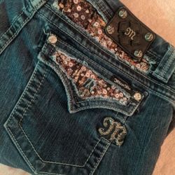Miss Me Size 32 Women's Bootcut Sequin Rhinestone Embellished Jeans In Good Condition,Used