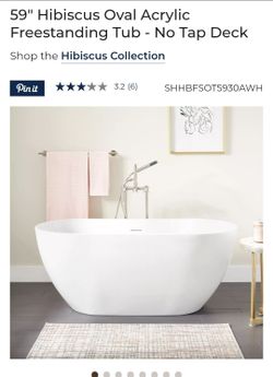 59" Hibiscus Oval Acrylic Freestanding Tub - No Tap Deck
