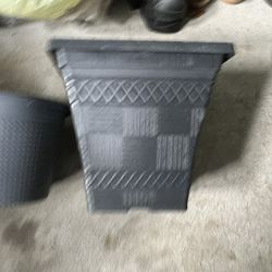 Set of 2 Gray Flower Pots 1 is 8” and other hanging flower pot