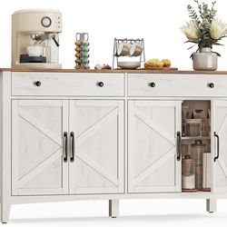 VASAGLE LIRY Collection - Buffet Cabinet, Coffee Bar Cabinet with 2 Drawers, Adjustable Shelves, Sideboard Storage with Cable Holes, Drawer Dividers, 