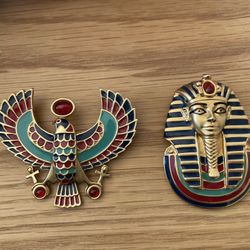 2 Franklin Mint Egyptian Brooch Vintage Enamel Jewelry Franklin Mint B6468 