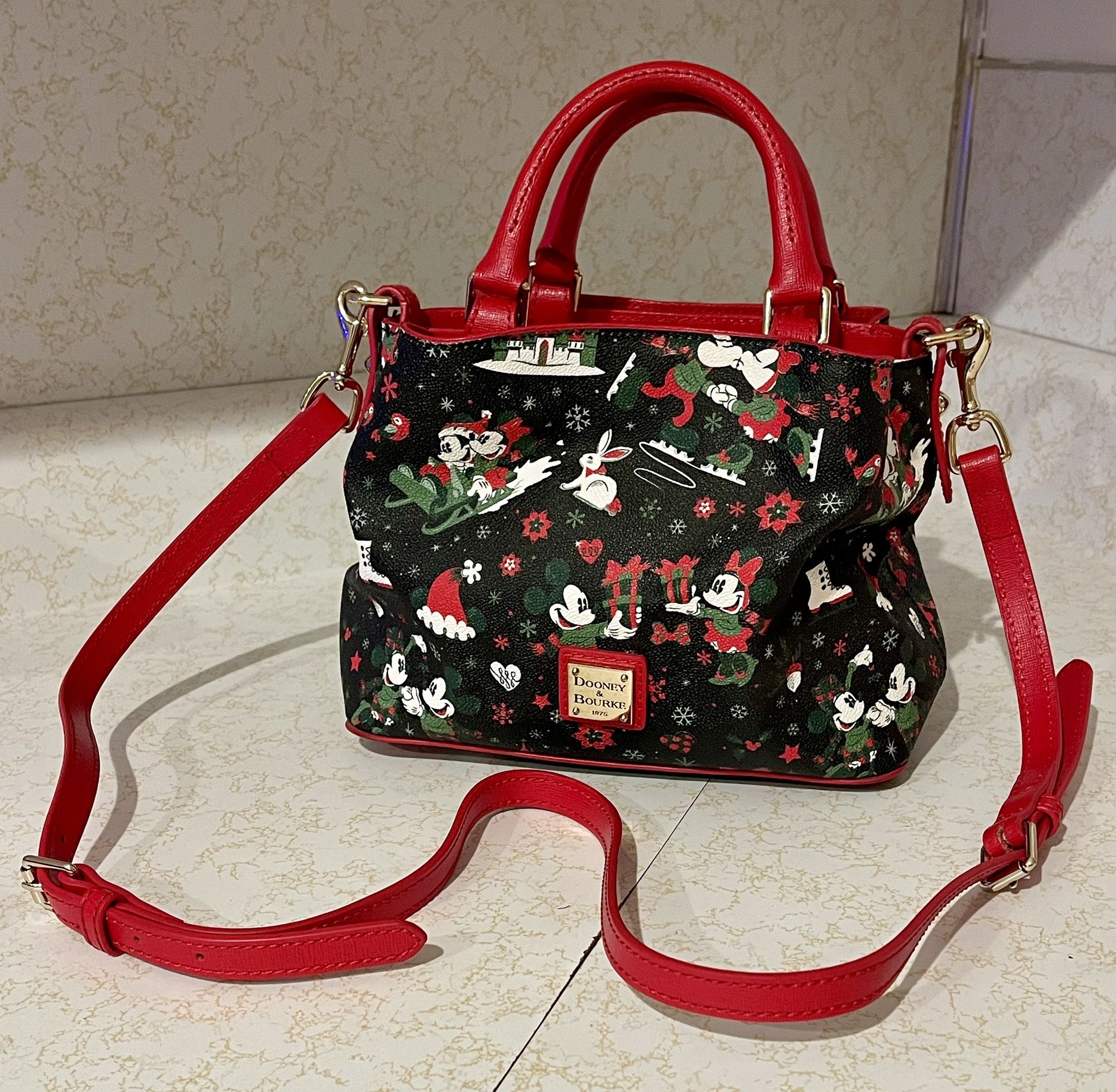2017 Disney Dooney & Bourke Christmas Woodland Winter Crossbody Satchel Hand Bag