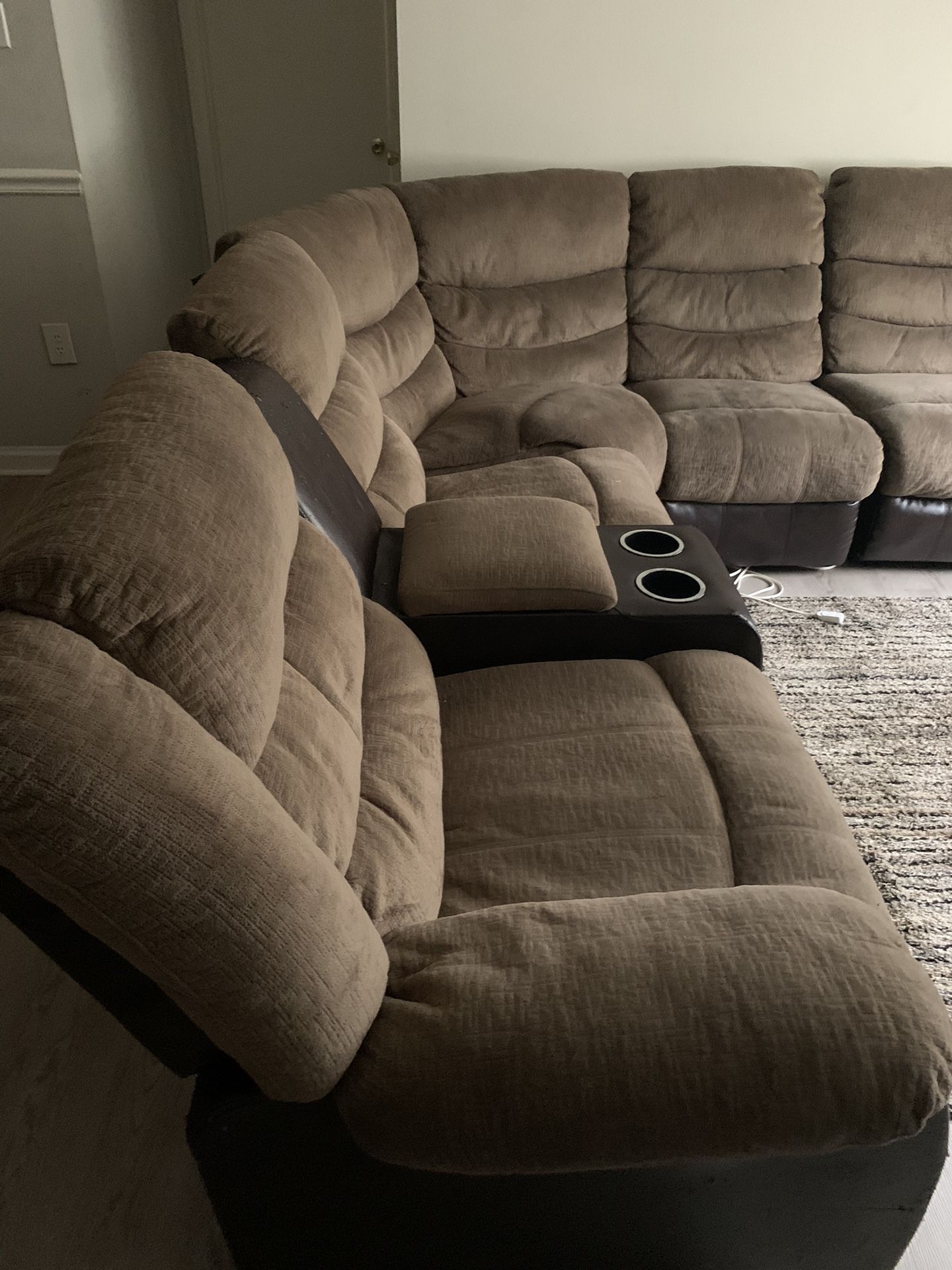 Queen Sized Bedframe, Full Dresser With Mirror, Smaller Dresser, Recliner Sectional With Recliner 