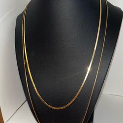 20 INCH AND 24 INCH NECKLACE 18K GOLD COATED STERLING SILVER