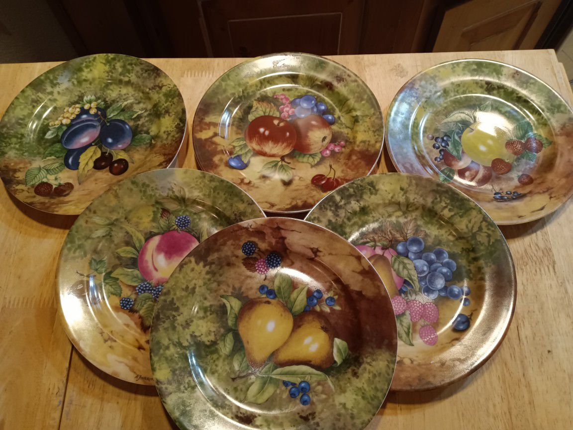 ROCHARD Limoges France "Still Life" Salad Plates. Set Of 6. 7.5"