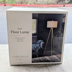 New Threshold Ellis Tripod Floor Lamp Brass Finish Drum Shade  60" Tall