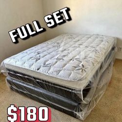Full Size Pillow Top Mattress With Box Spring 