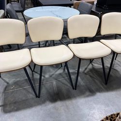 Set of 4 AQG Dining Chairs Mid Century Modern Dining Chairs for Kitchen Dining Living Room Chairs, Beige(damage on two)