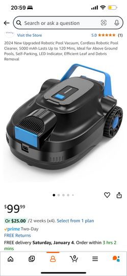 2024 New Upgraded Robotic Pool Vacuum, Cordless Robotic Pool Cleaner