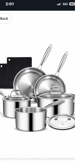 10-Piece Tri-Ply Stainless Steel Cookware Set + Trivets