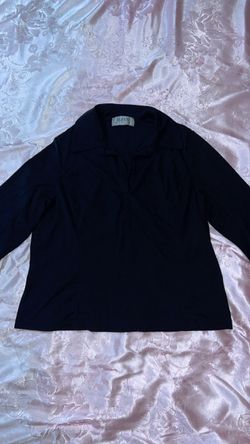 Alfani Navy Blue Collared Long Sleeve Top