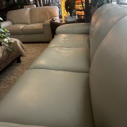 Costco Leather Sofa + Loveseat Set - Clean & Comfortable - Great Deal!