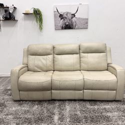 Cream Leather Recliner - Free Delivery 