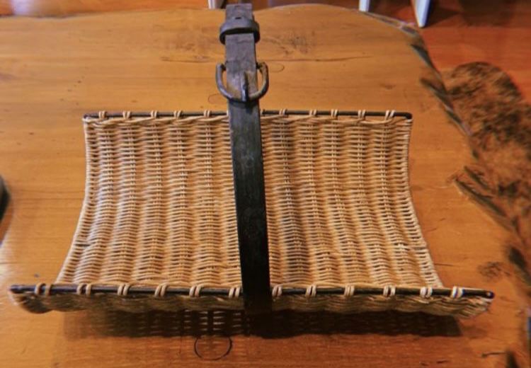 Vintage Wicker Belted Handle Basket