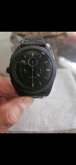 Fossil black leather watch