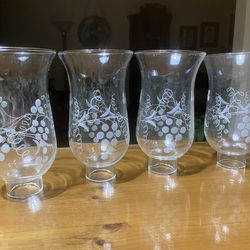 Vintage Chandelier Glass- Set Of 4! Has Etched Flower Design- *RARE* Excellent Condition!